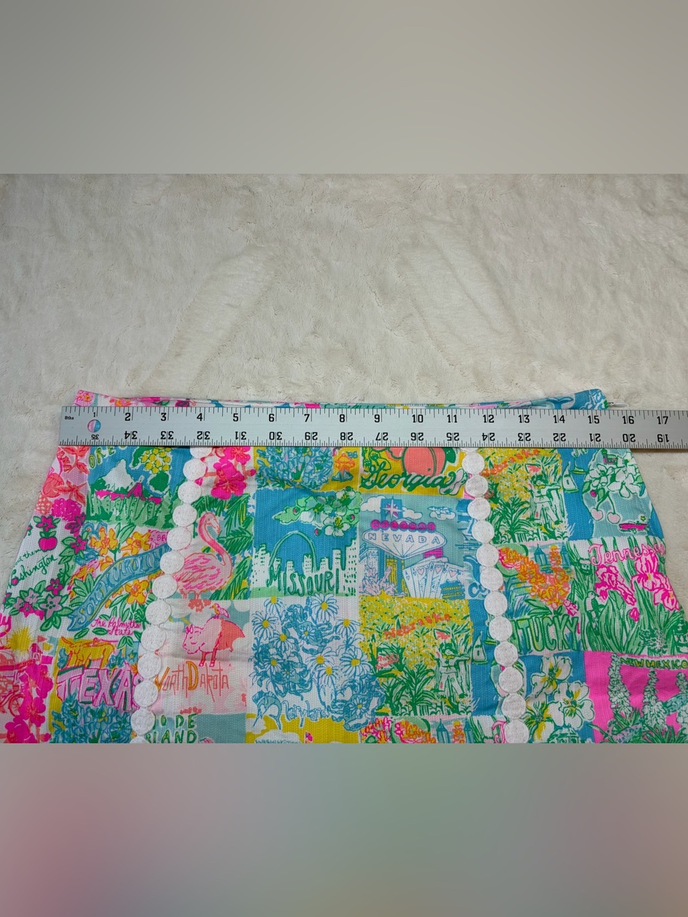Lilly Pulizer Patty Skirt Pop Up State Of Mind Map Women’s Sz 6 (NEW $98) - Picture 2 of 5